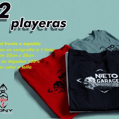 12 Playeras impresión a 1 Color (1tinta)