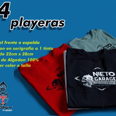 24 playeras impresión a 1 Color (1tinta)