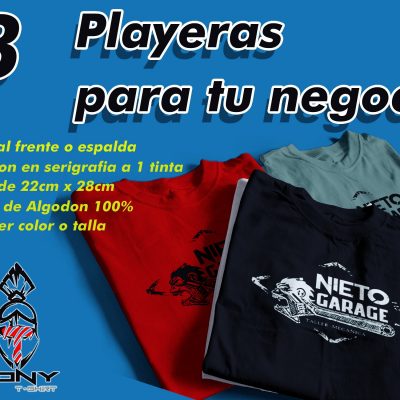 8 Playeras impresión a 1 Color (1tinta)