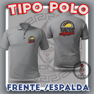 12 Playeras Polo Impresión frente/ espalda.