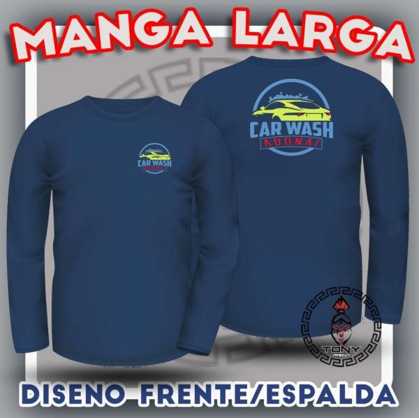 12 playeras Manga Larga Impresión frente/espalda