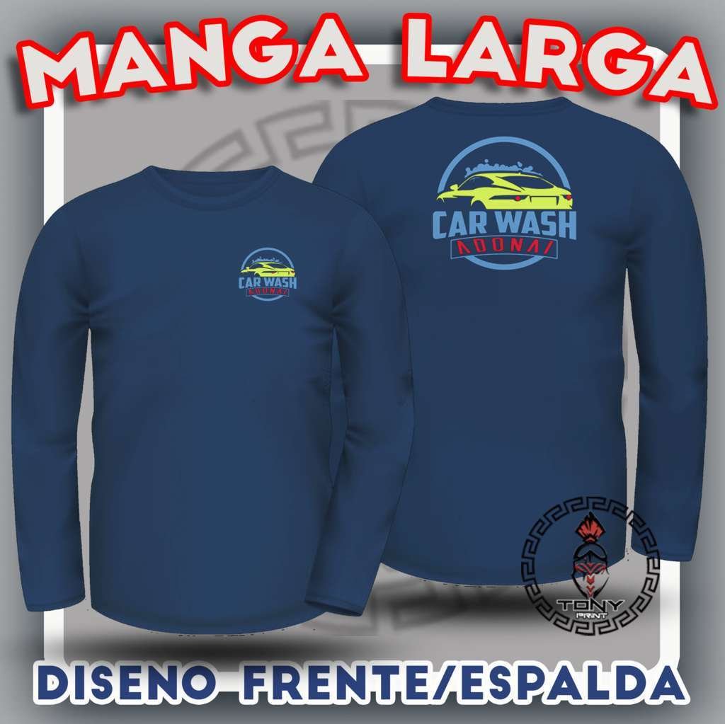 12 playeras Manga Larga Impresión frente/espalda